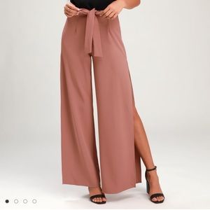 EUC Lulus Mauve Wide Leg Slit Pant